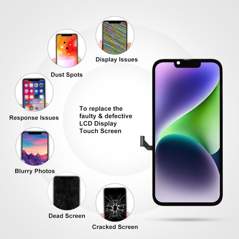 LL TRADER Screen Replacement for iPhone 14 6.1" LCD Retina FHD Display COF Touch Screen Digitizer with Repair Tool Kits, Waterproof Tape, Screen Protector (Truetone programable) New 2025 USA - Image 4